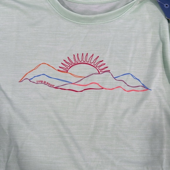 NWT Life is Good Sun Crusher UPF 50+ Wicking Sunrise Sunset XS Light Green - Picture 4 of 7